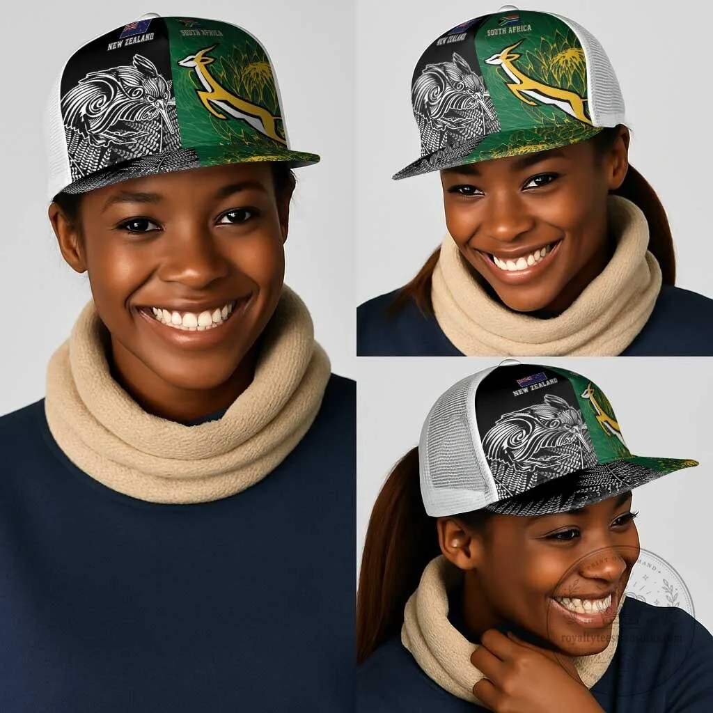 New Zealand South Africa Rugby Rivalry Mesh Trucker Cap Hat 11 New Zealand South Africa Rugby Rivalry Mesh Trucker Cap Hat