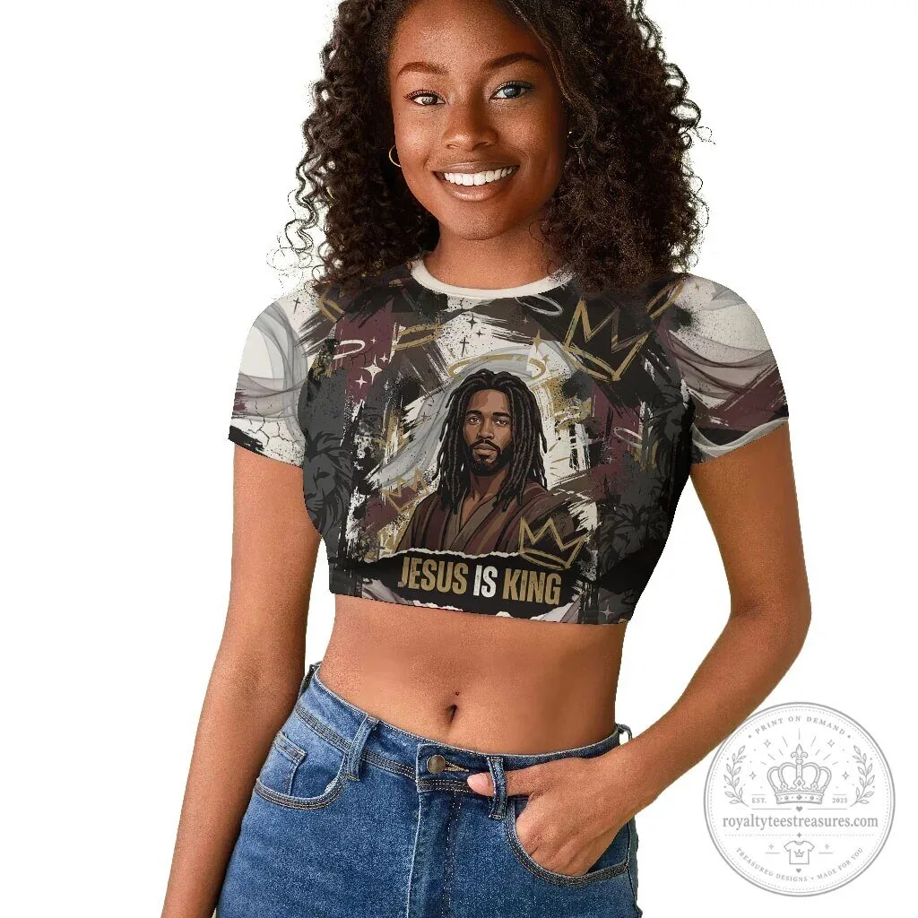 Jesus Is King Lion of Judah Christian Faith Cropped T-Shirt