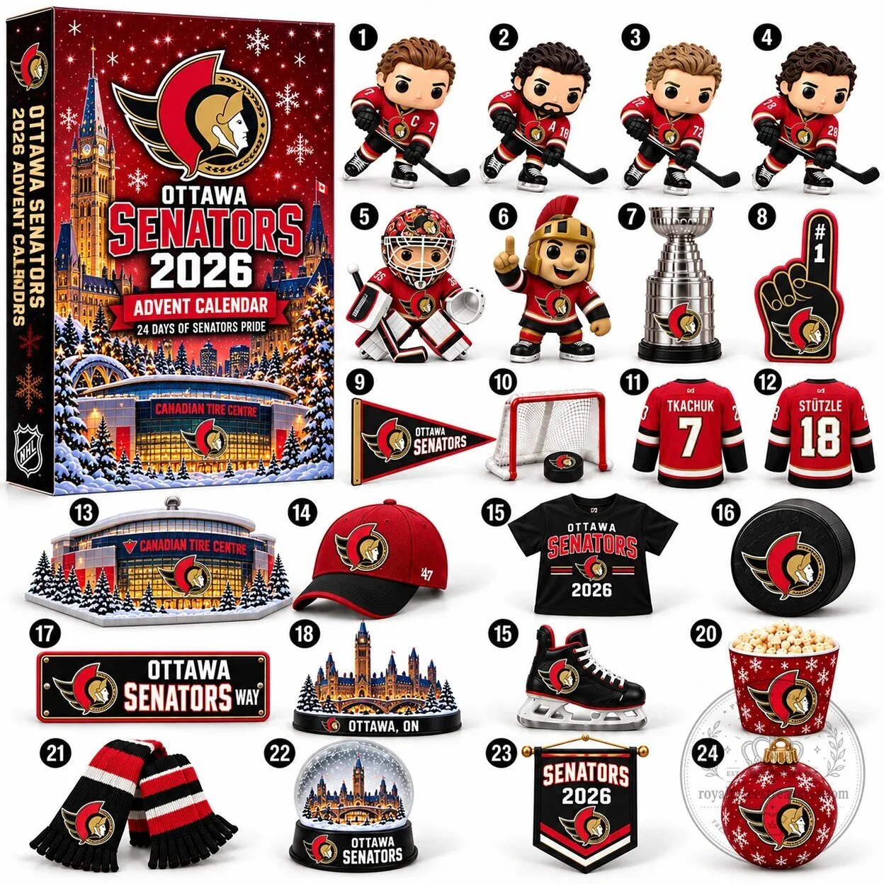 Ottawa Senators 2026 NHL Hockey Team 24-Day Game Day Surprise Advent Calendar