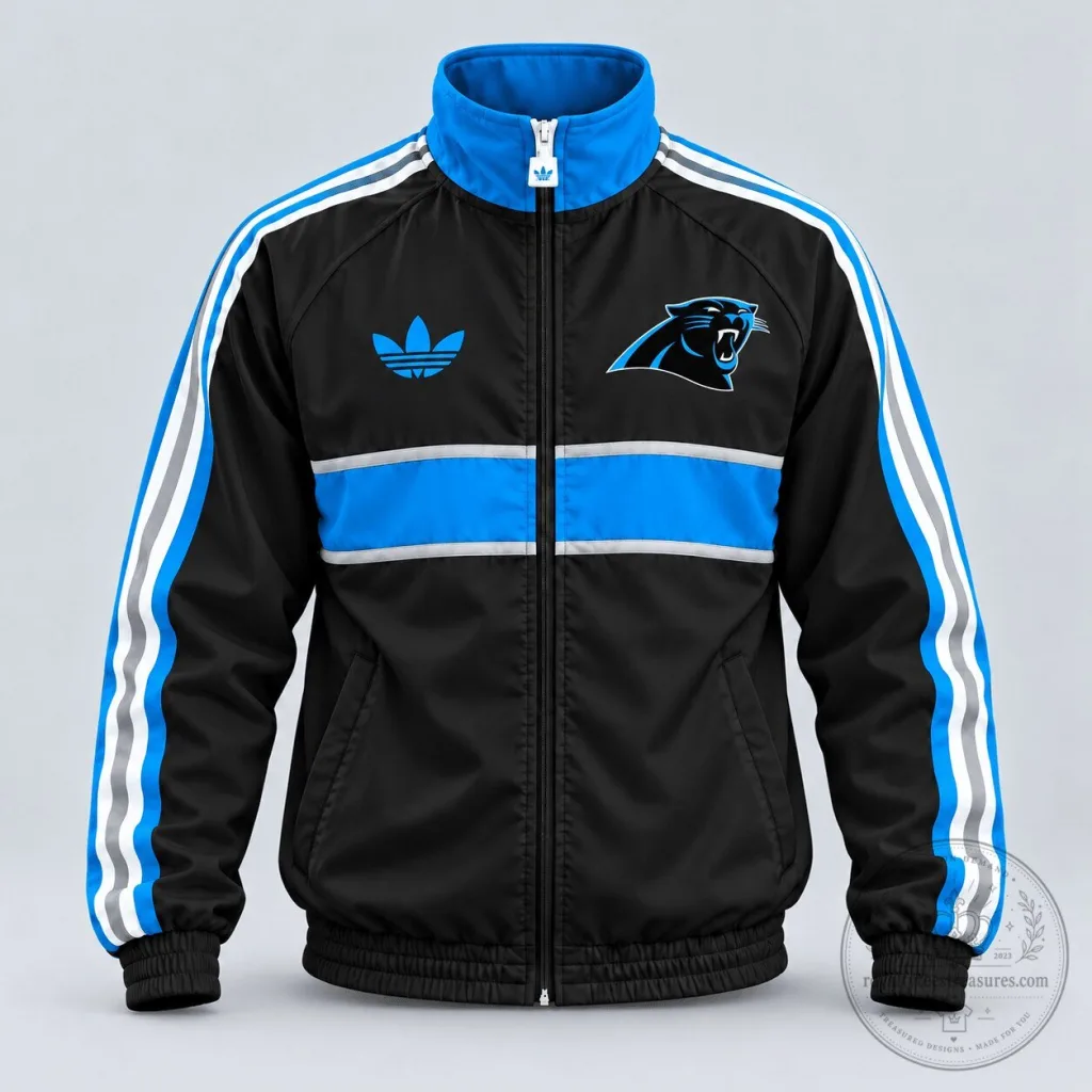 Carolina Panthers NFL Vintage Heritage Triple Stripe Full-Zip Jacket Carolina Panthers NFL Vintage Heritage Triple Stripe Full-Zip Jacket