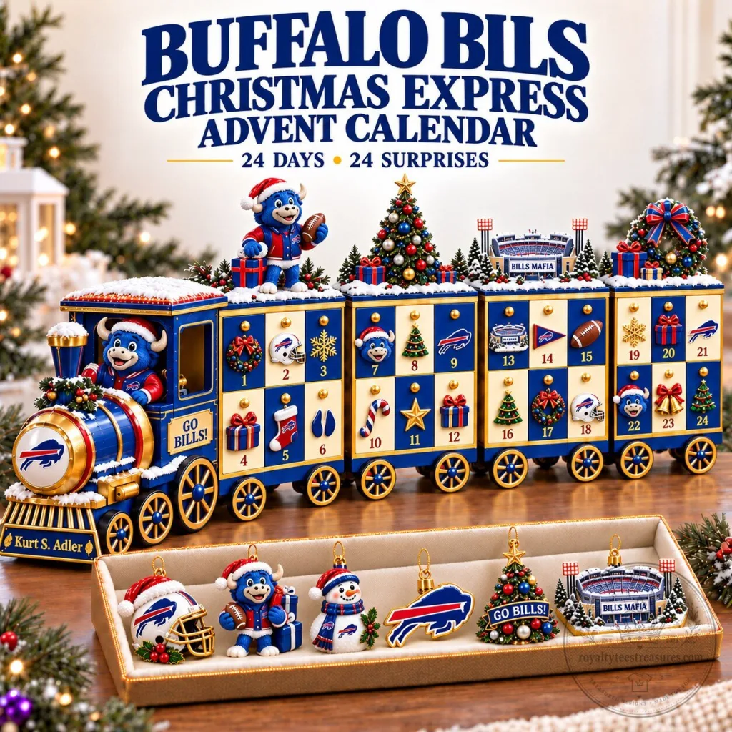 Buffalo Bills Christmas Express Advent Calendar with 24 Ornaments Buffalo Bills Christmas Express Advent Calendar with 24 Ornaments 2D