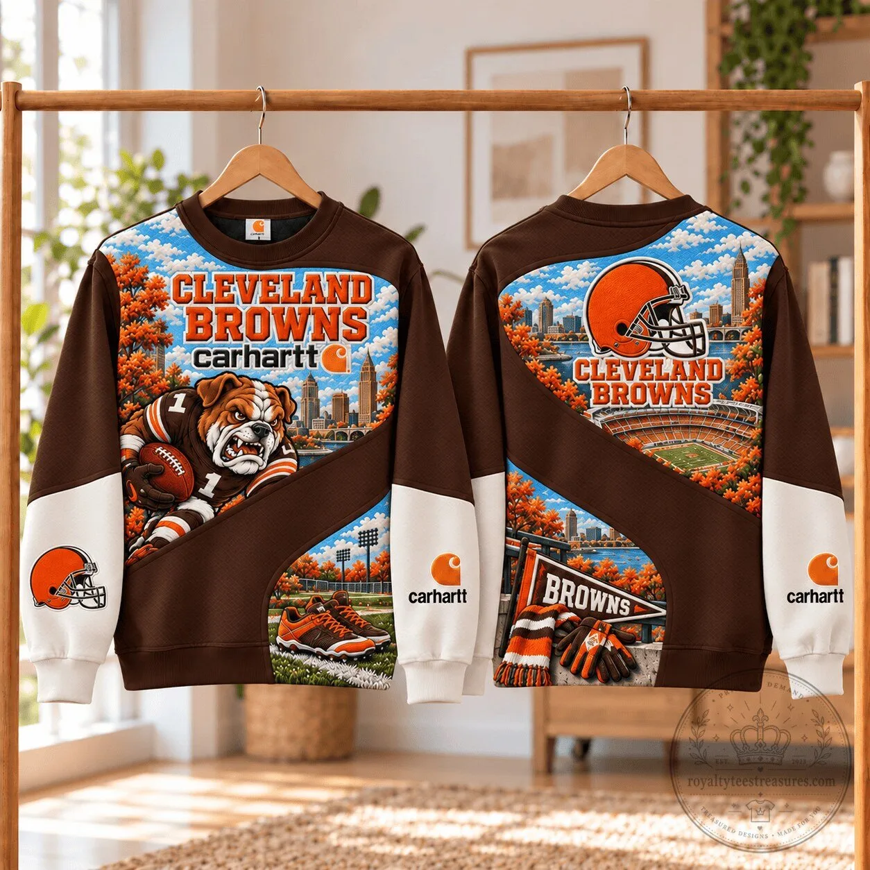 Cleveland Browns Football Team Bulldog Mascot Carhartt Sweatshirt