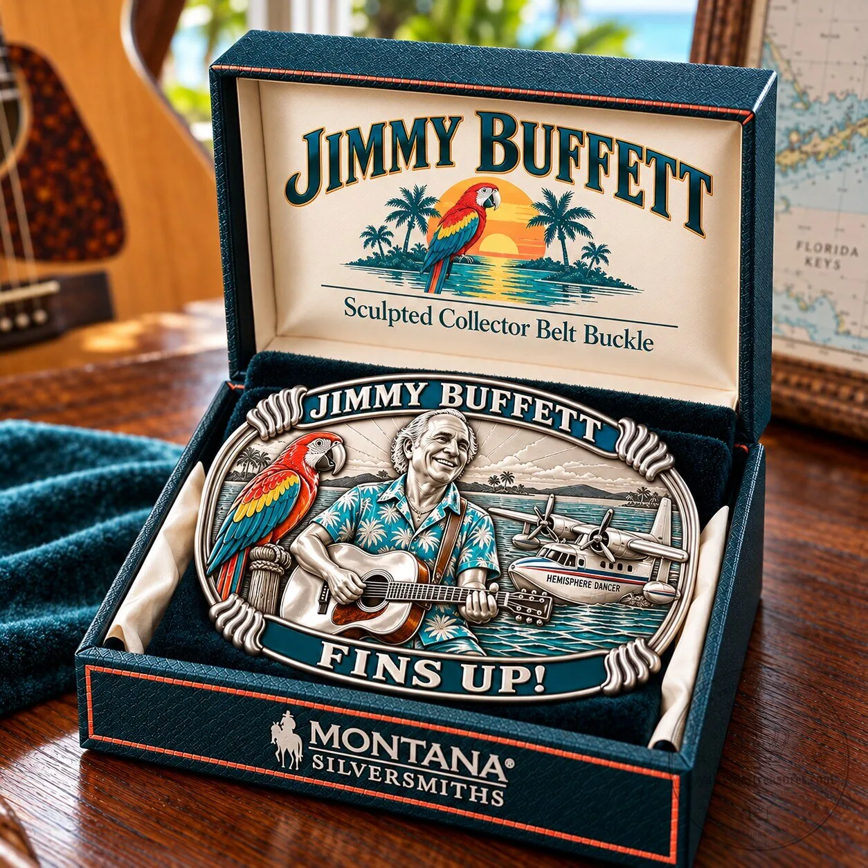 Jimmy Buffett Fins Up! Sculpted Collector Belt Buckle