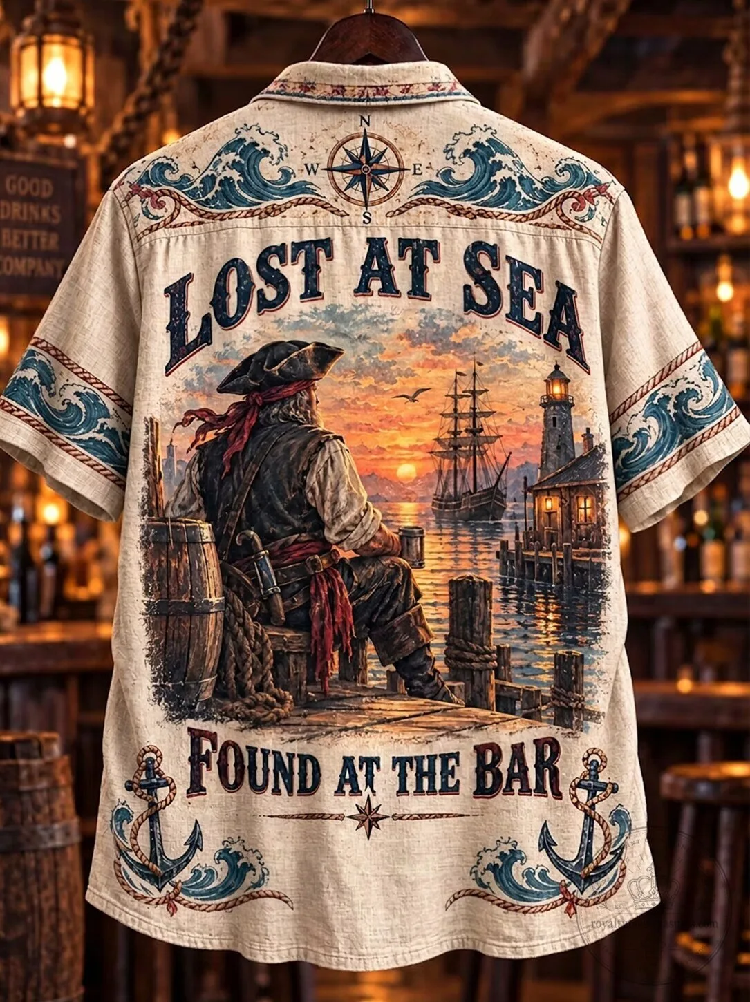 Lost At Sea Found At The Bar Pirate Hawaiian Shirt