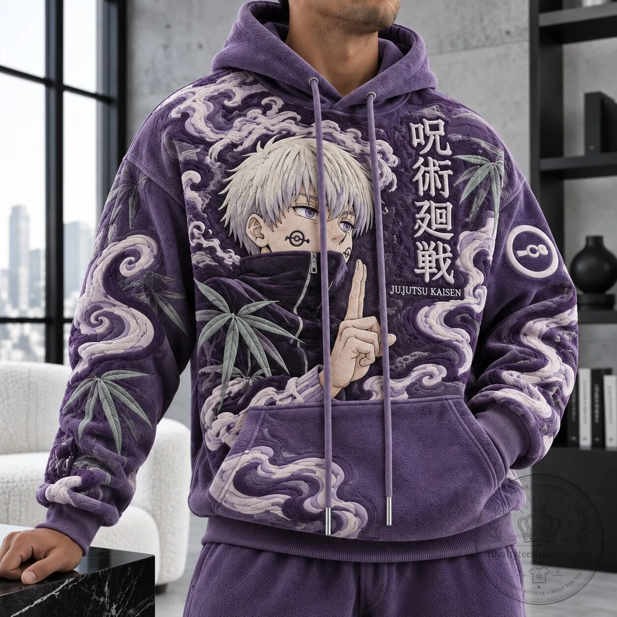 Jujutsu Kaisen Satoru Gojo Anime Character Purple Hoodie Sweatshirt