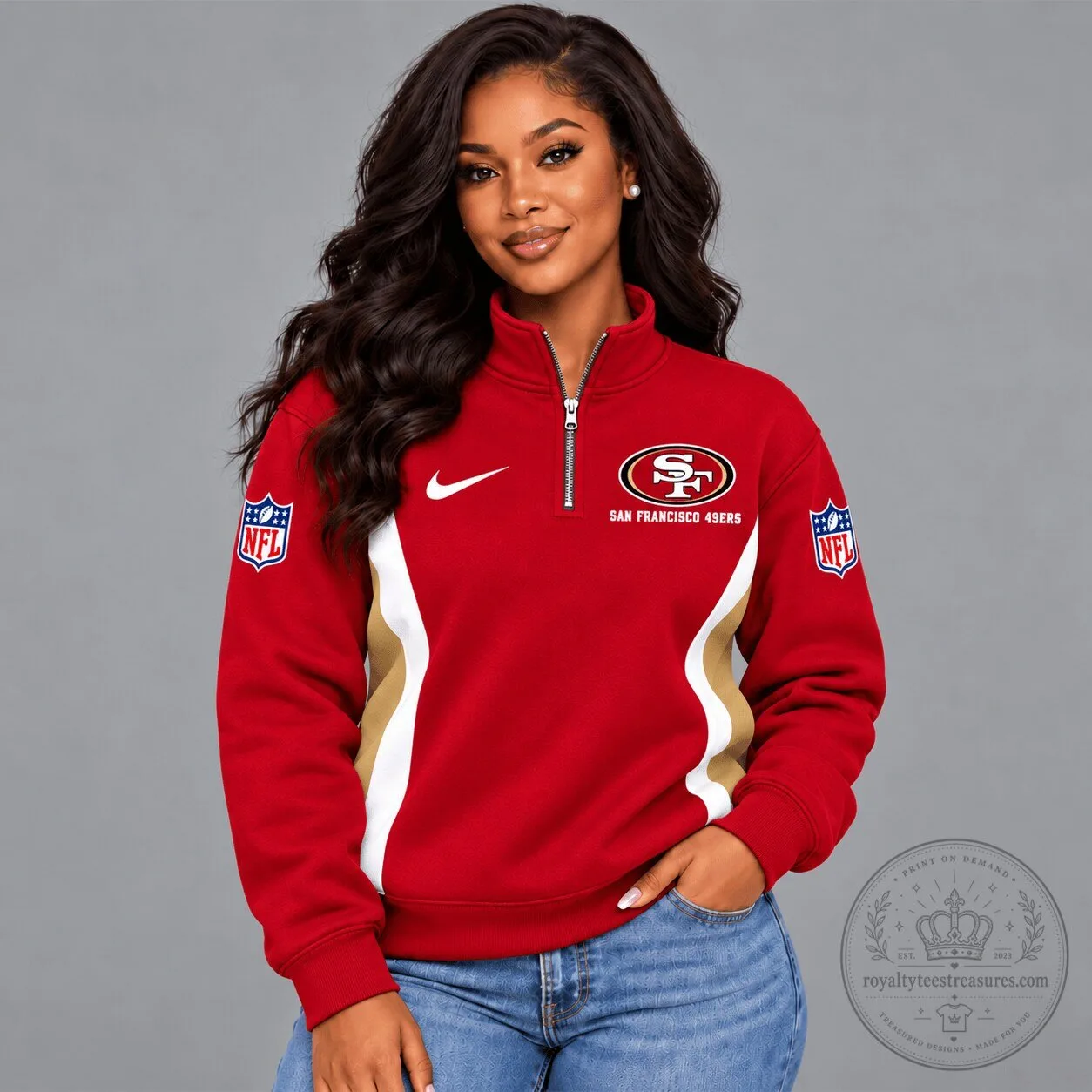 San Francisco 49ers NFL Quarter-Zip Sweatshirt for Women