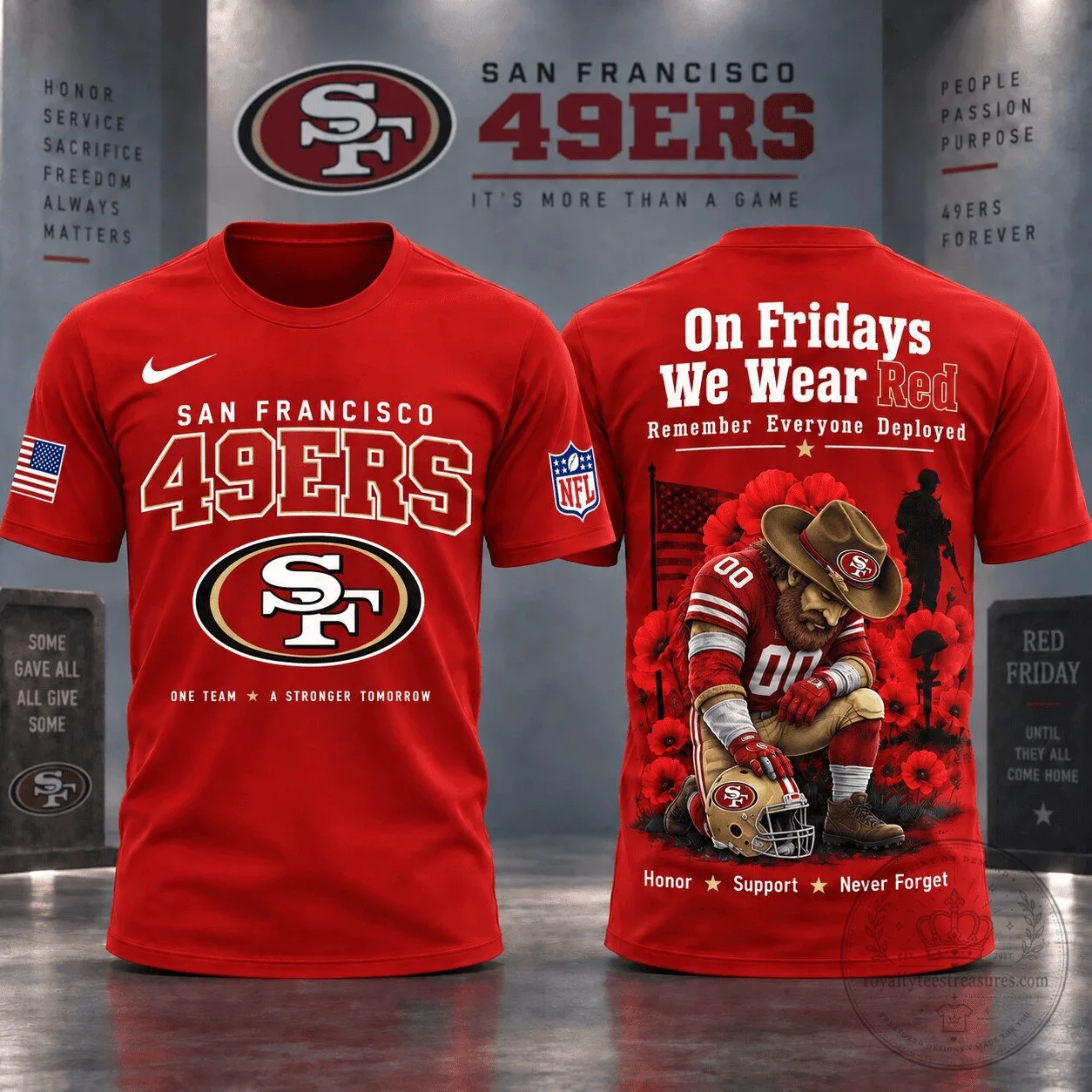 San Francisco 49ers Red Friday Remember Everyone Deployed T-Shirt