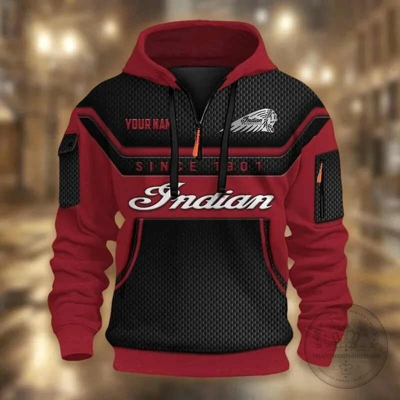 Indian Motorcycle Custom Name Quarter Zip Hoodie 1 Indian Motorcycle Custom Name Quarter Zip Hoodie