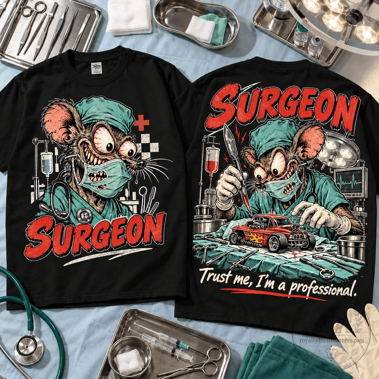 Rat Fink Surgeon Crazy Operating Room Hot Rod Car Mechanic T-Shirt 1 Rat Fink Surgeon Crazy Operating Room Hot Rod Car Mechanic T-Shirt