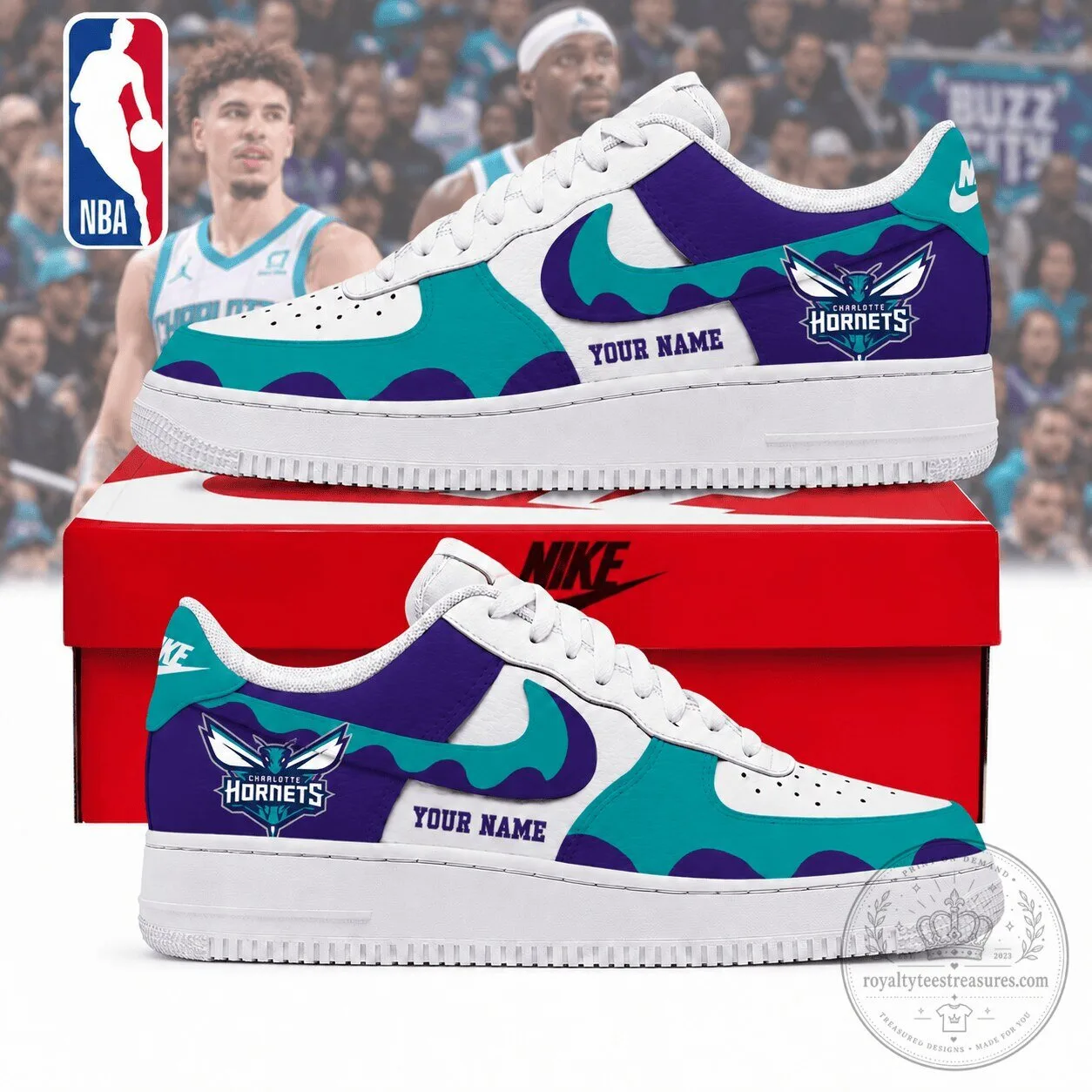 Charlotte Hornets Personalized Low Top Basketball Sneakers