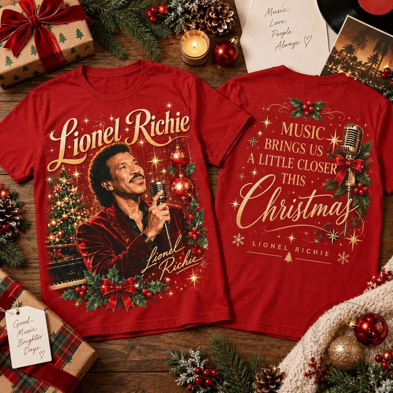 Lionel Richie Christmas Music Brings Us Closer Holiday T-Shirt