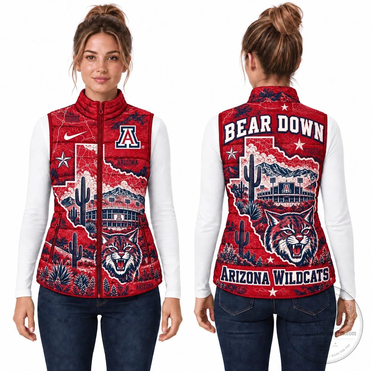 Arizona Wildcats Bear Down NCAA Christmas Puffer Vest