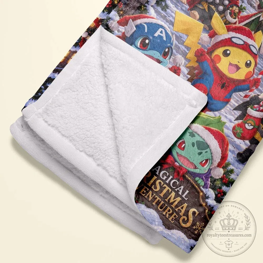 Pokemon Christmas Adventure Blanket with Pikachu and Friends in Santa Hats 8 Pokemon Christmas Adventure Blanket with Pikachu and Friends in Santa Hats