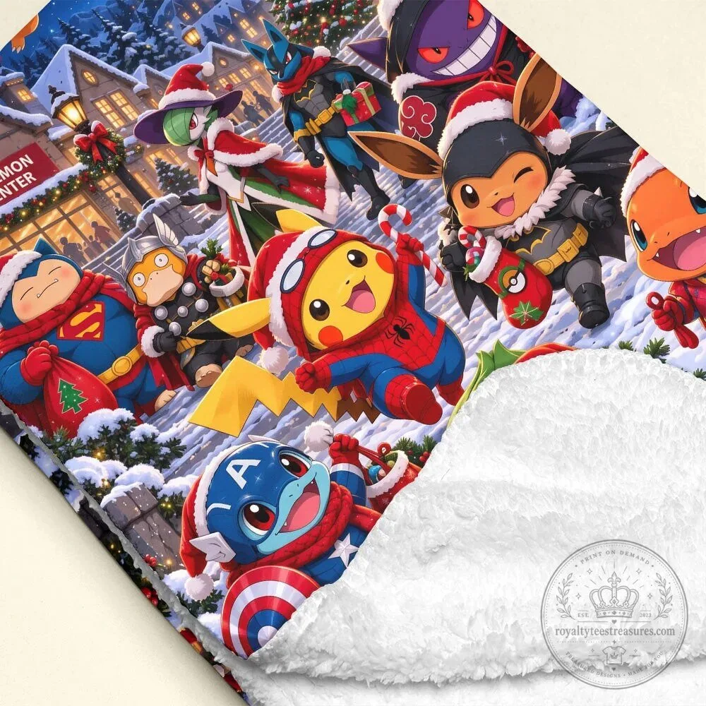 Pokemon Christmas Adventure Blanket with Pikachu and Friends in Santa Hats 9 Pokemon Christmas Adventure Blanket with Pikachu and Friends in Santa Hats