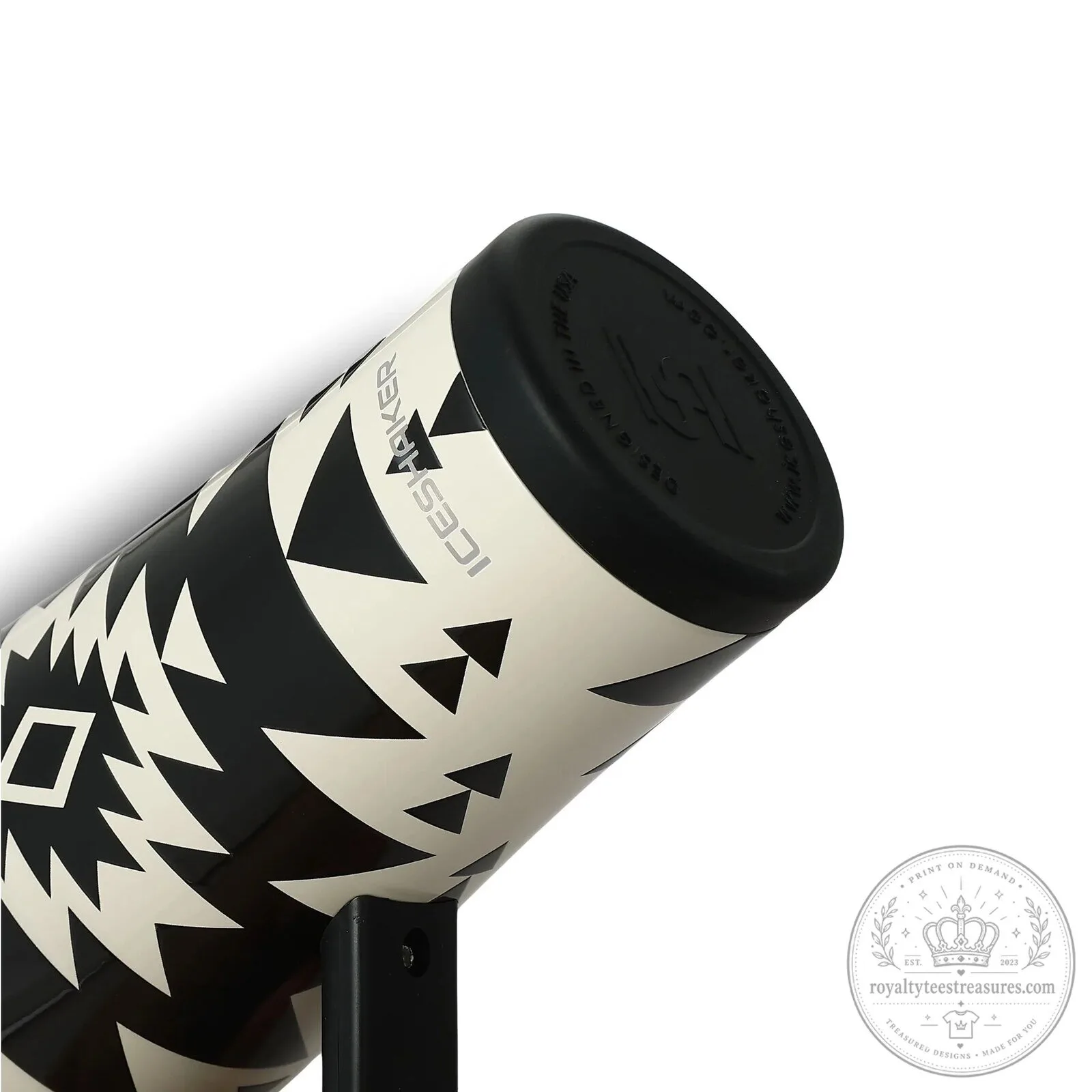 Black and White Aztec Pattern Insulated Tumbler with Handle and Straw Lid 13 Black and White Aztec Pattern Insulated Tumbler with Handle and Straw Lid