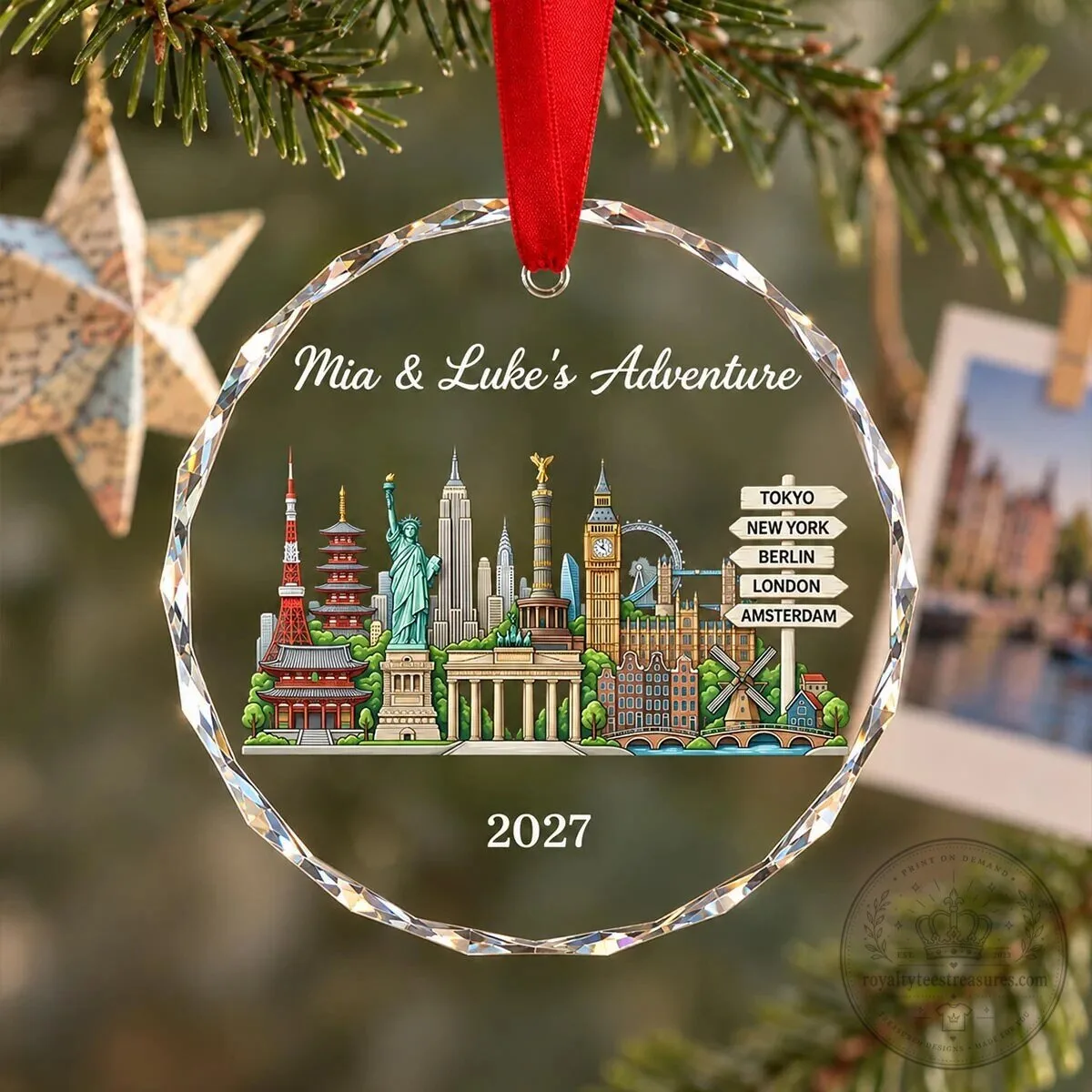 Personalized Travel Adventure World Landmarks Glass Christmas Ornament 9 Personalized Travel Adventure World Landmarks Glass Christmas Ornament
