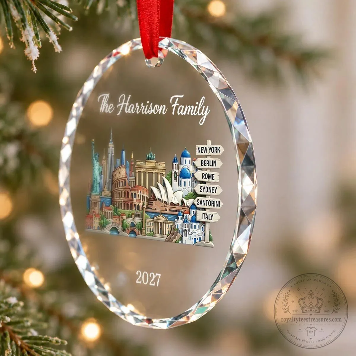 Personalized Travel Adventure World Landmarks Glass Christmas Ornament 10 Personalized Travel Adventure World Landmarks Glass Christmas Ornament