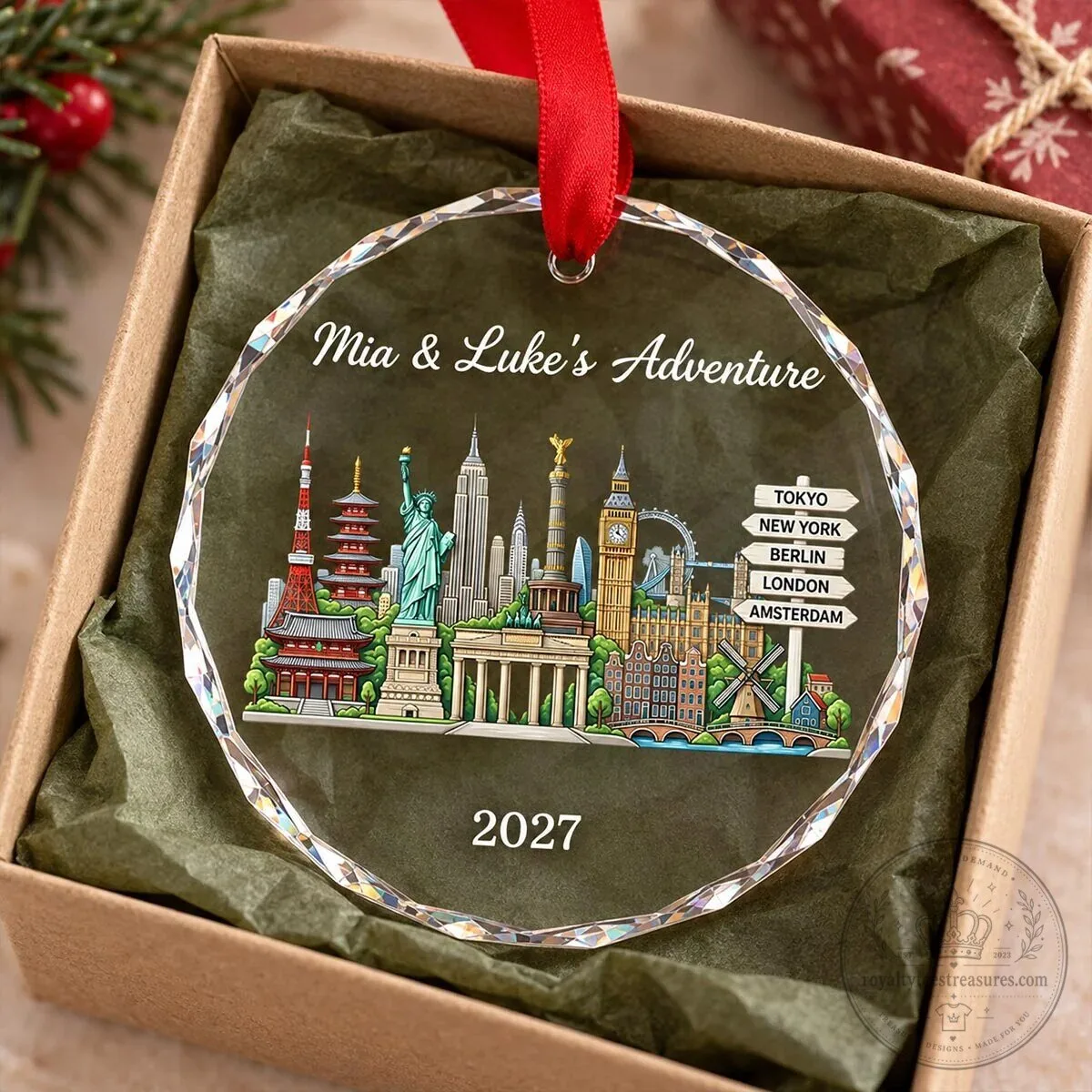 Personalized Travel Adventure World Landmarks Glass Christmas Ornament 11 Personalized Travel Adventure World Landmarks Glass Christmas Ornament