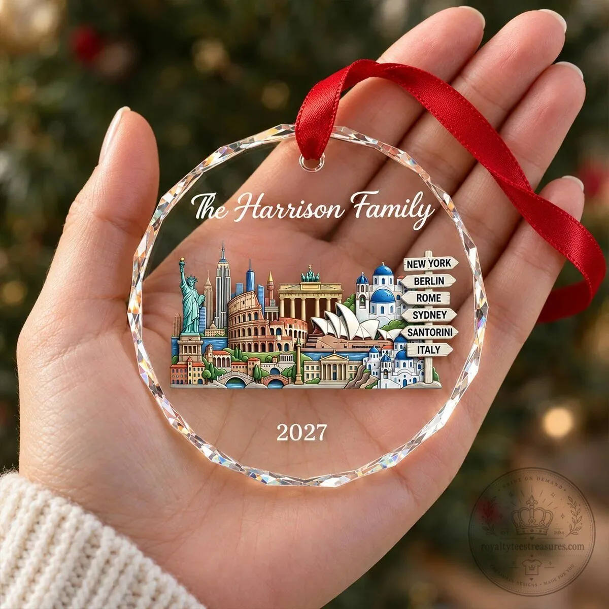Personalized Travel Adventure World Landmarks Glass Christmas Ornament 13 Personalized Travel Adventure World Landmarks Glass Christmas Ornament