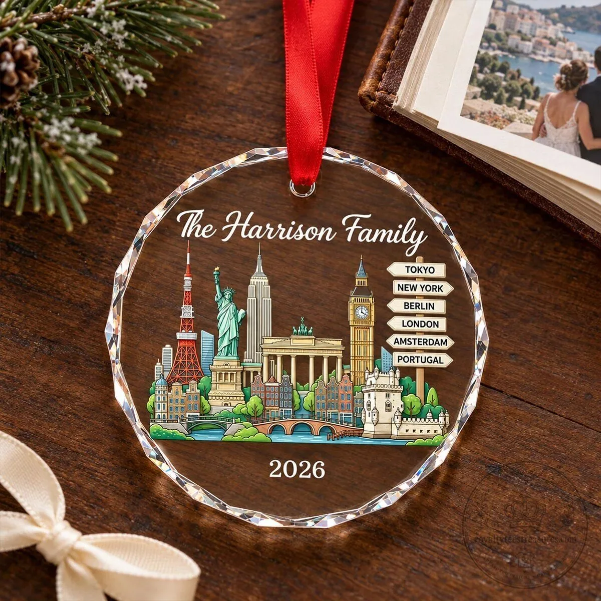 Personalized Travel Adventure World Landmarks Glass Christmas Ornament 15 Personalized Travel Adventure World Landmarks Glass Christmas Ornament