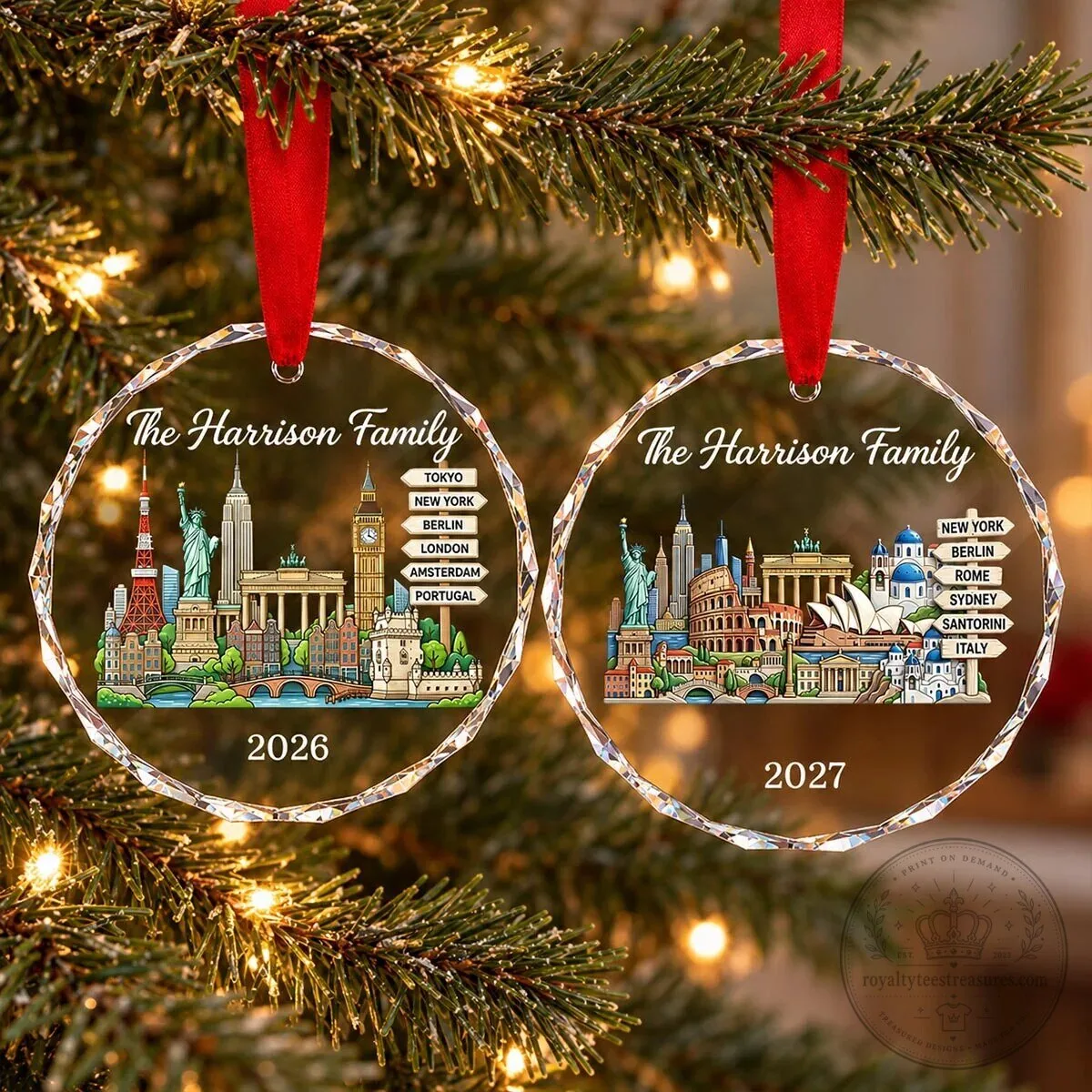 Personalized Travel Adventure World Landmarks Glass Christmas Ornament 16 Personalized Travel Adventure World Landmarks Glass Christmas Ornament