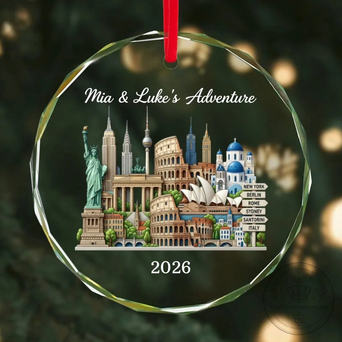 Personalized Travel Adventure World Landmarks Glass Christmas Ornament 17 Personalized Travel Adventure World Landmarks Glass Christmas Ornament