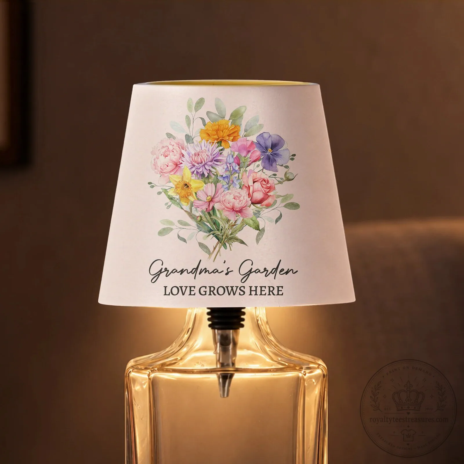 Personalized Birth Flower Bouquet Nana's Garden Love Grows Here Bottle Lamp 8 Personalized Birth Flower Bouquet Nana