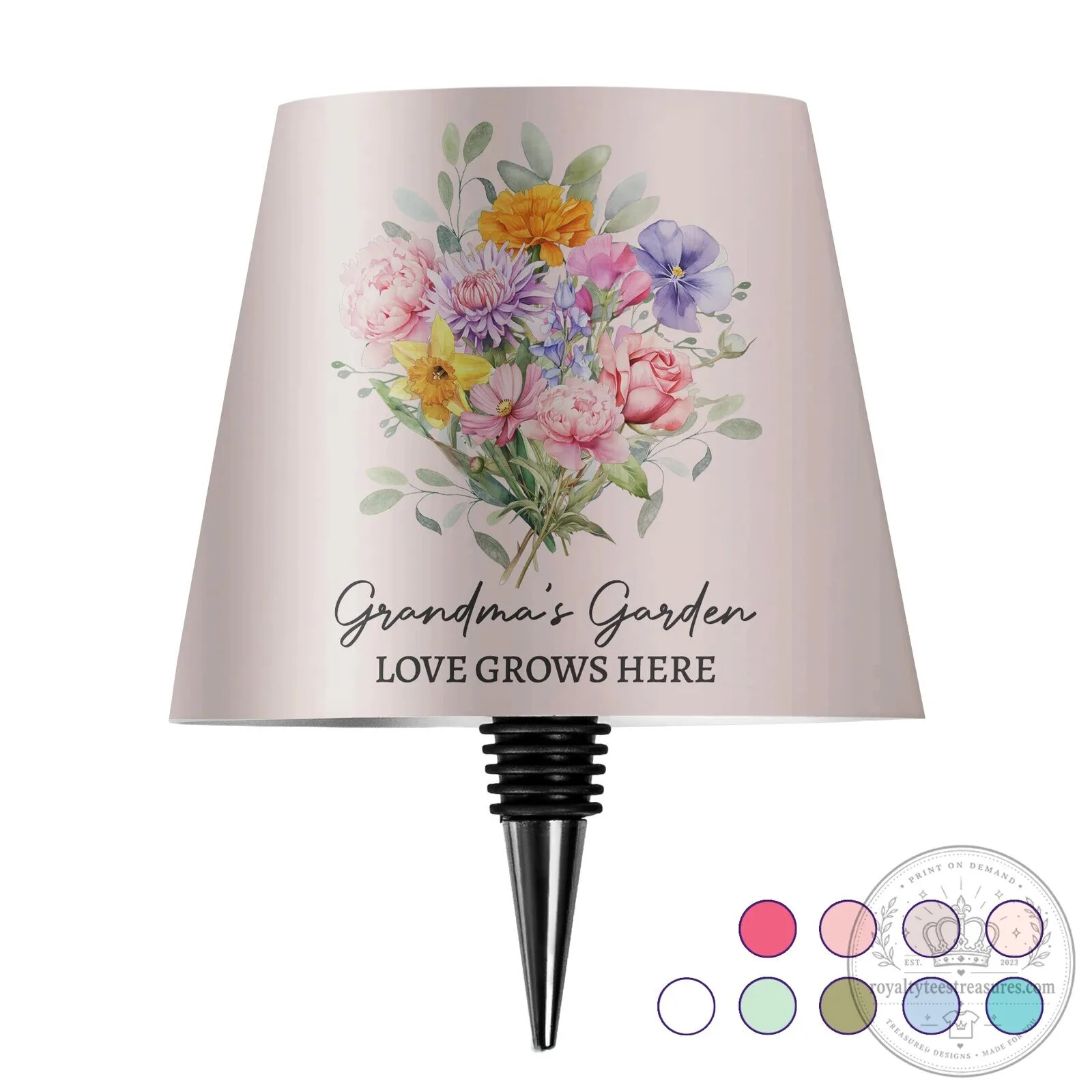 Personalized Birth Flower Bouquet Nana's Garden Love Grows Here Bottle Lamp 10 Personalized Birth Flower Bouquet Nana