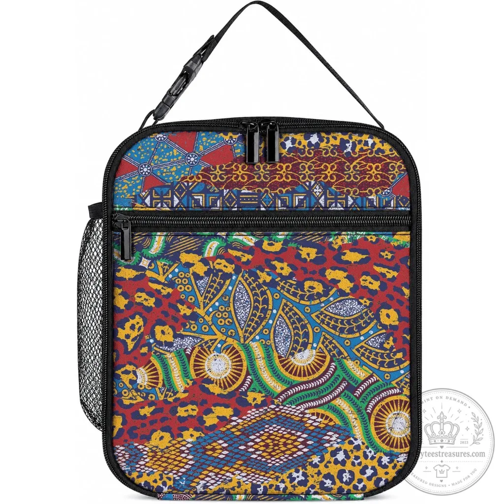 Vibrant African Animal Print Insulated Lunch Bag with Shoulder Strap 58 Vibrant African Animal Print Insulated Lunch Bag with Shoulder Strap