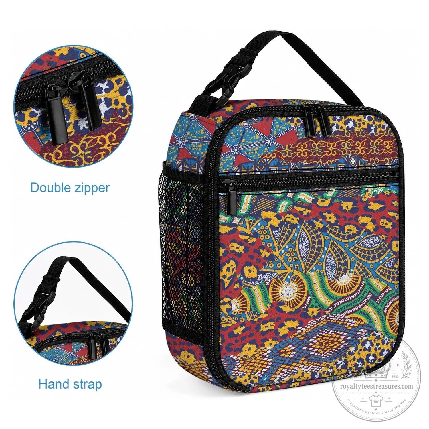Vibrant African Animal Print Insulated Lunch Bag with Shoulder Strap 4 Vibrant African Animal Print Insulated Lunch Bag with Shoulder Strap