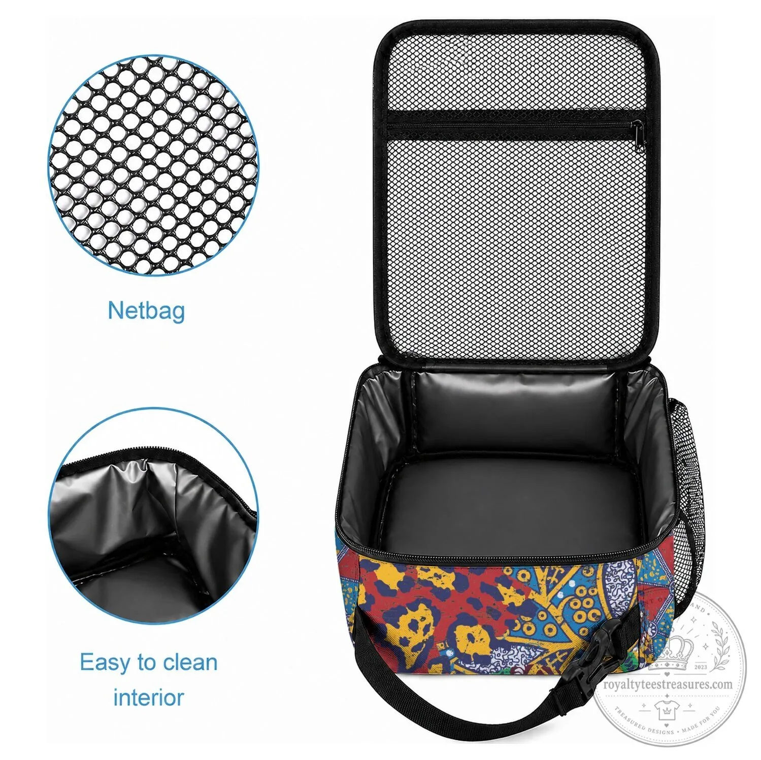 Vibrant African Animal Print Insulated Lunch Bag with Shoulder Strap 5 Vibrant African Animal Print Insulated Lunch Bag with Shoulder Strap