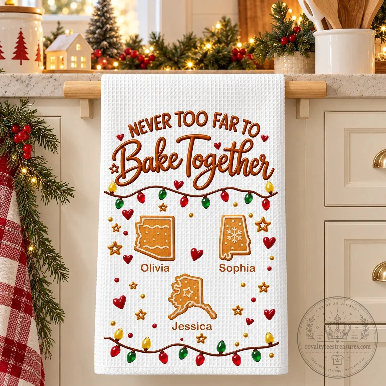 Never Too Far To Bake Together Personalized Christmas Kitchen Towel 12 Never Too Far To Bake Together Personalized Christmas Kitchen Towel