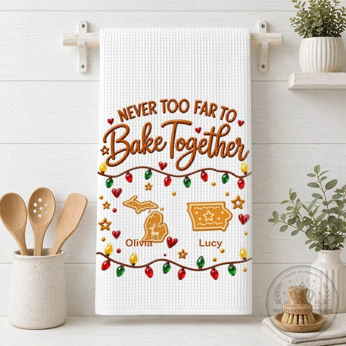 Never Too Far To Bake Together Personalized Christmas Kitchen Towel 15 Never Too Far To Bake Together Personalized Christmas Kitchen Towel