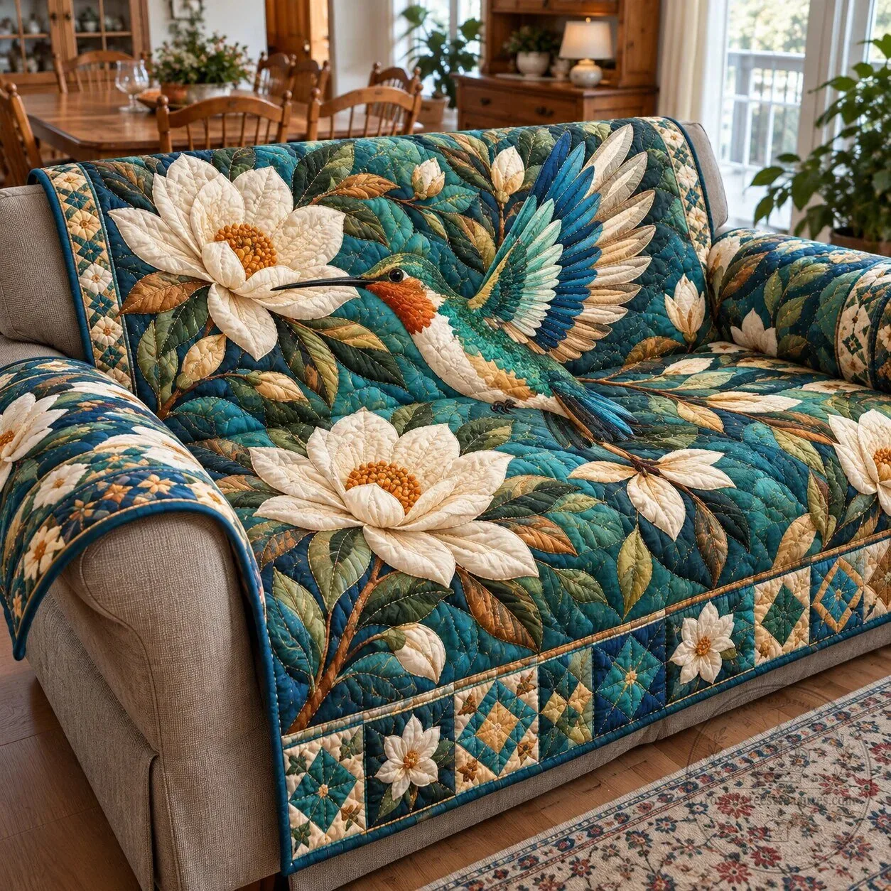 Hummingbird Nectar Quilted Sofa Cover