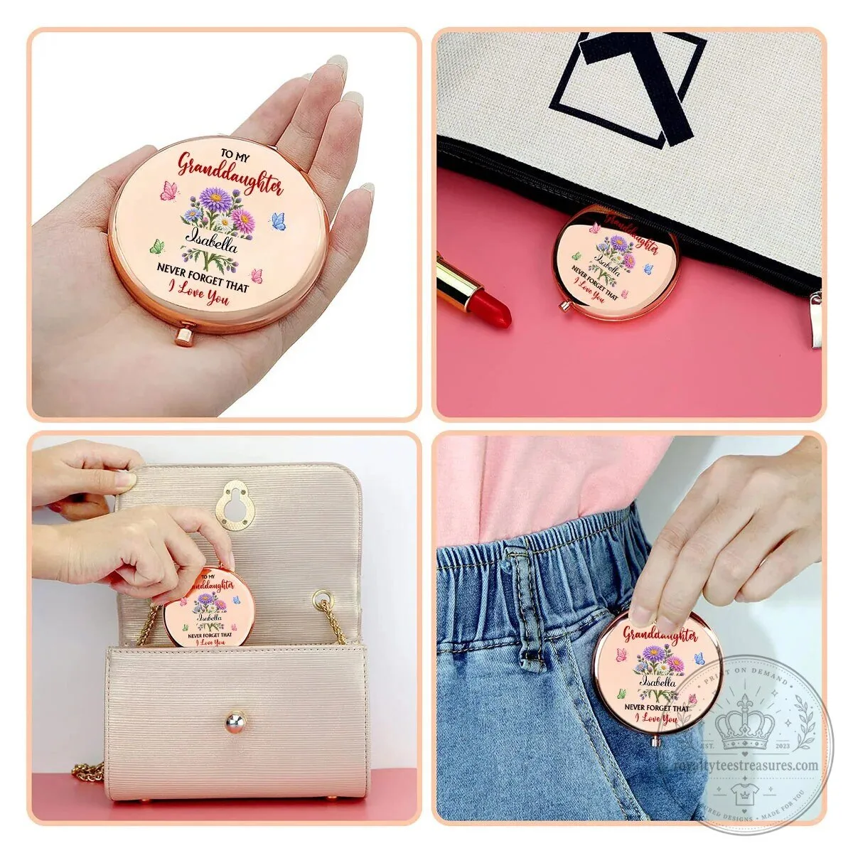 Personalized Granddaughter Always With You Rose Gold Compact Mirror 21 Personalized Granddaughter Always With You Rose Gold Compact Mirror