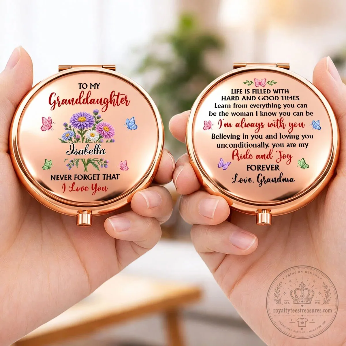 Personalized Granddaughter Always With You Rose Gold Compact Mirror 22 Personalized Granddaughter Always With You Rose Gold Compact Mirror