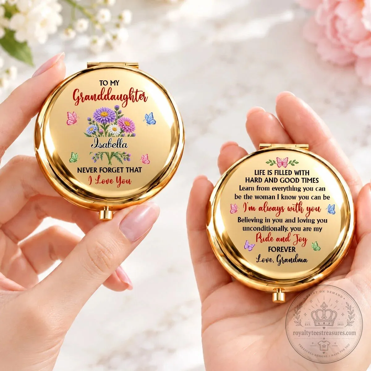 Personalized Granddaughter Always With You Rose Gold Compact Mirror 24 Personalized Granddaughter Always With You Rose Gold Compact Mirror