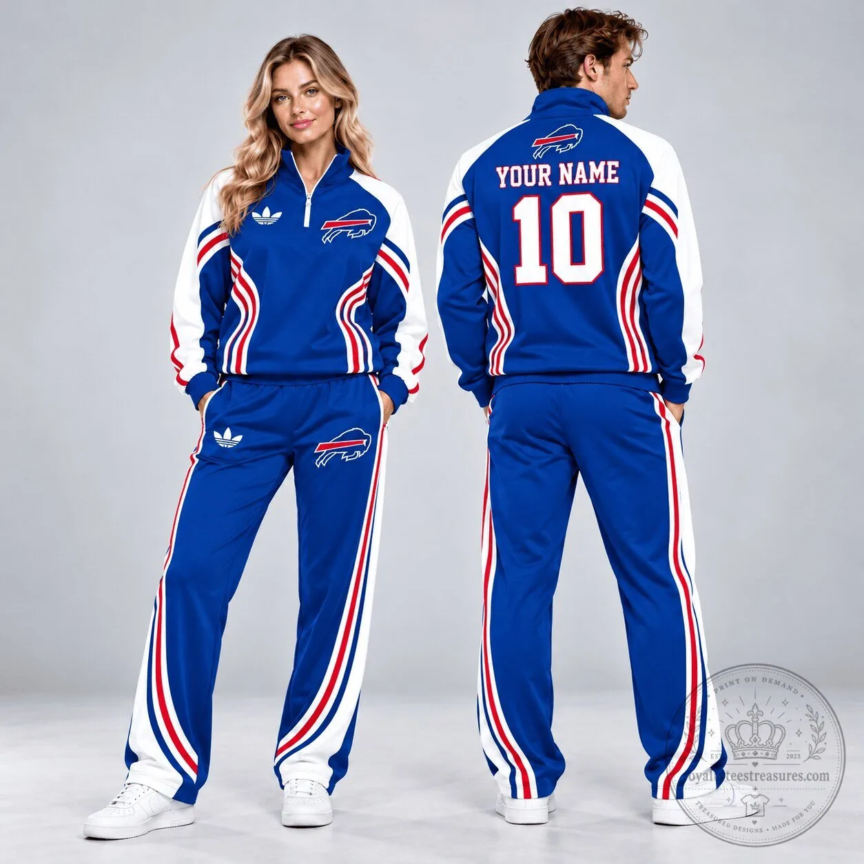 Buffalo Bills Custom Name Number Quarter Zip Pullover Sweatshirt