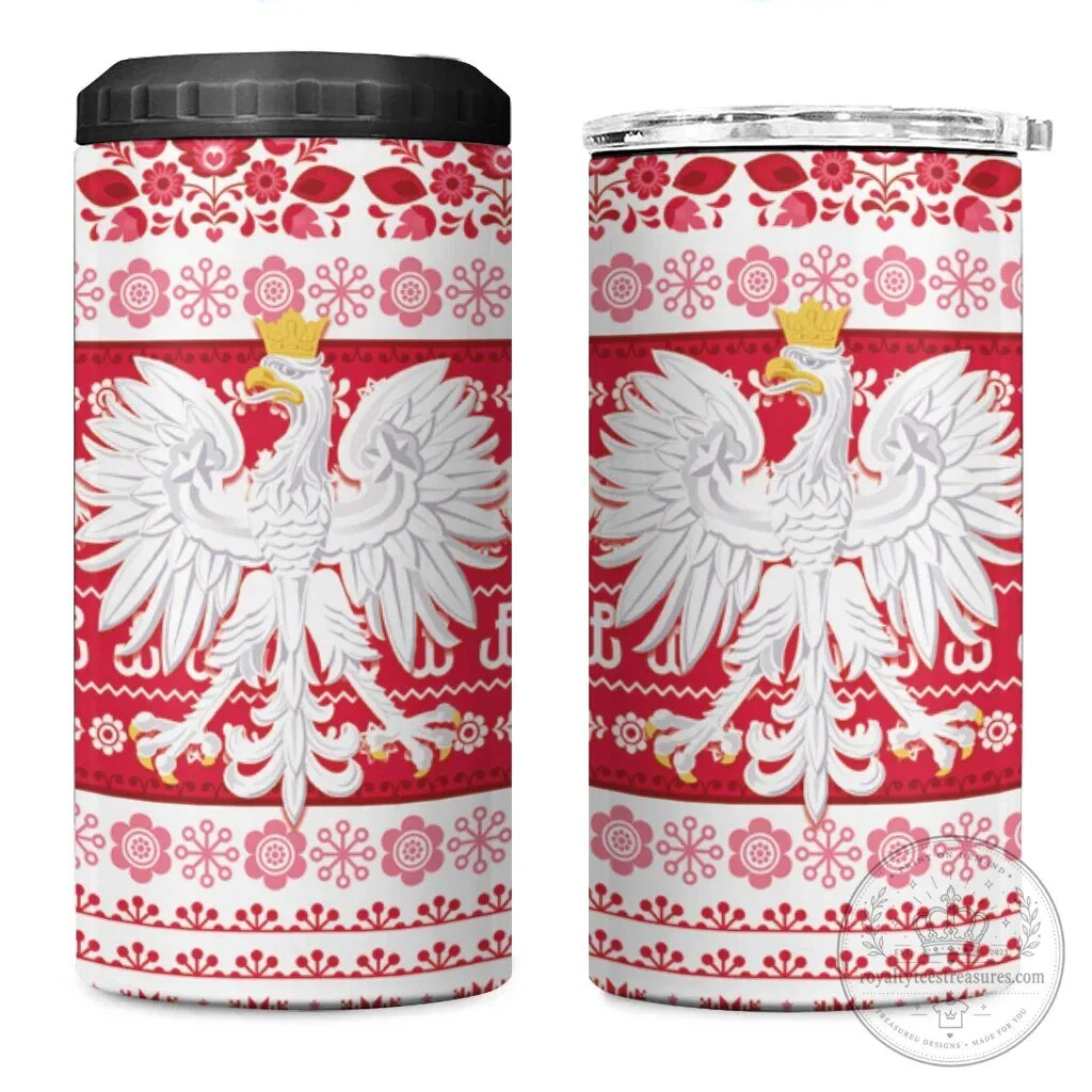 Polish White Eagle Lachy Sadeckie Pattern Can Cooler Tumbler