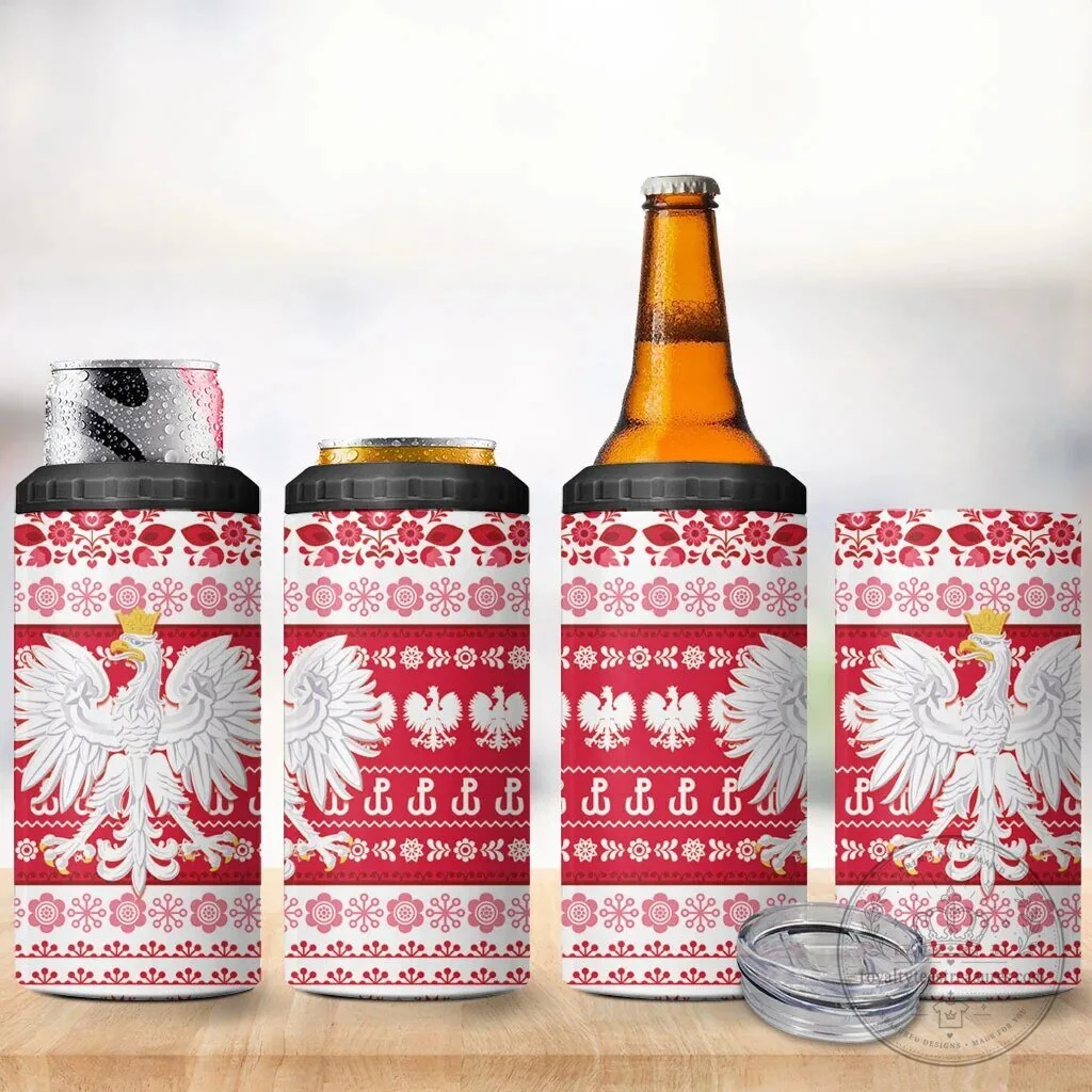 Polish White Eagle Lachy Sadeckie Pattern Can Cooler Tumbler 8 Polish White Eagle Lachy Sadeckie Pattern Can Cooler Tumbler