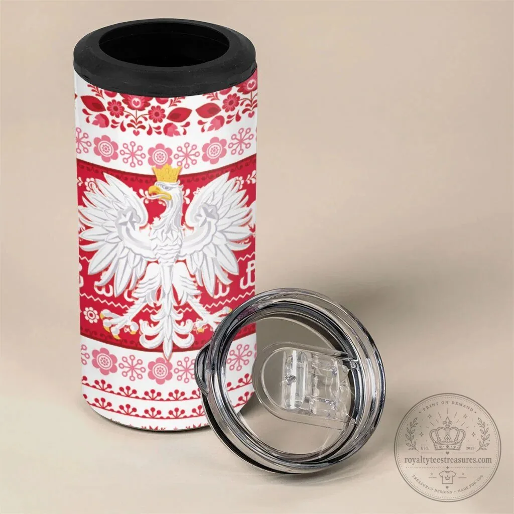 Polish White Eagle Lachy Sadeckie Pattern Can Cooler Tumbler 9 Polish White Eagle Lachy Sadeckie Pattern Can Cooler Tumbler