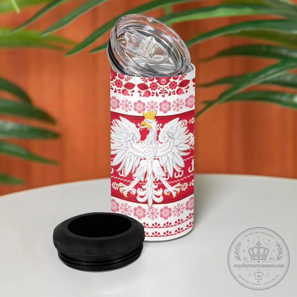 Polish White Eagle Lachy Sadeckie Pattern Can Cooler Tumbler 10 Polish White Eagle Lachy Sadeckie Pattern Can Cooler Tumbler
