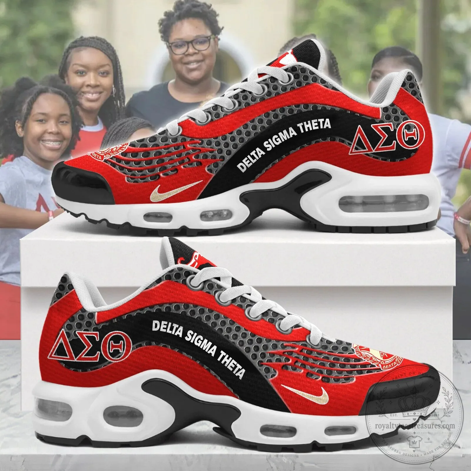 Red and Black Athletic Running Shoes for Delta Sigma Theta Sorority Incorporated