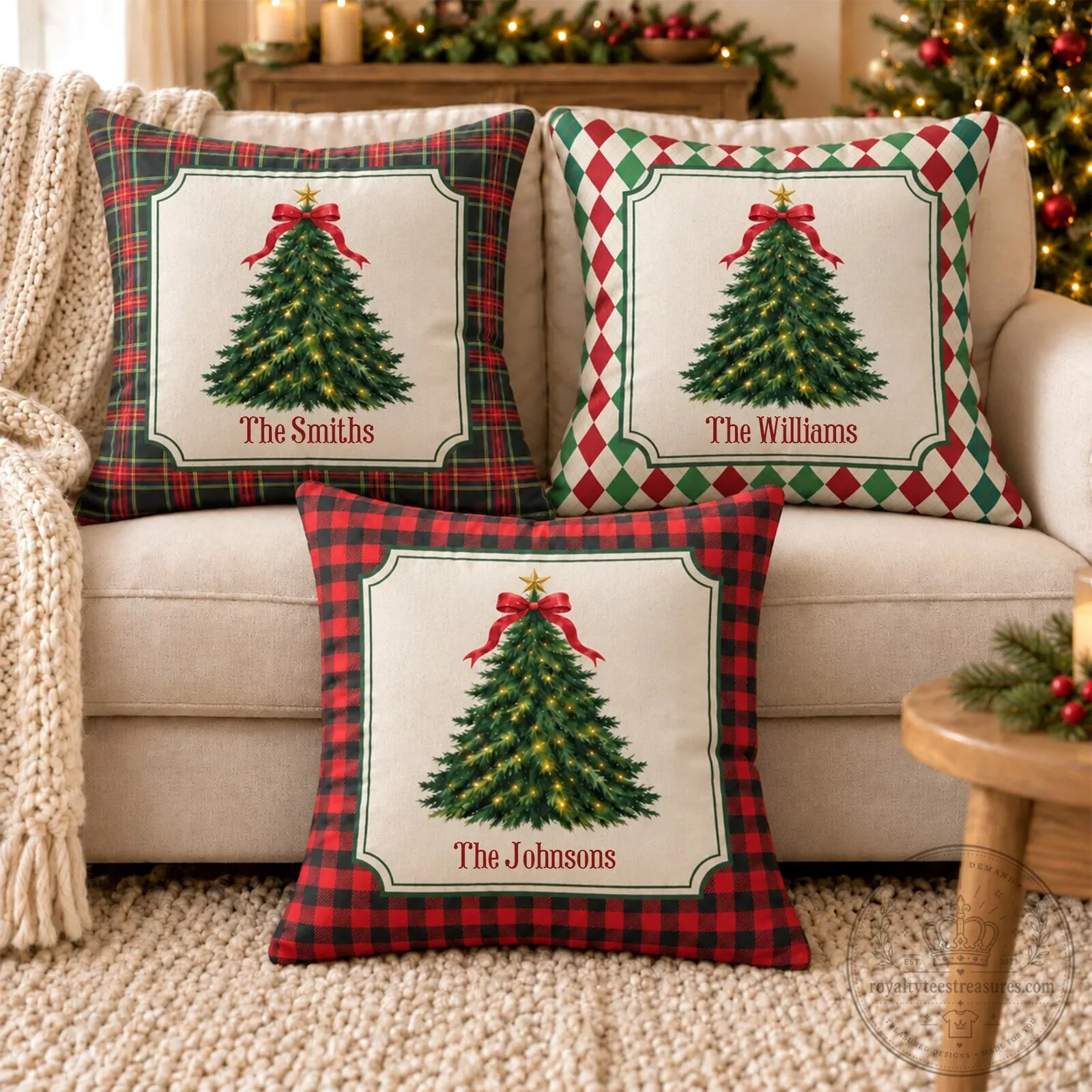 Personalized Christmas Tree Family Name Pillow 7 Personalized Christmas Tree Family Name Pillow