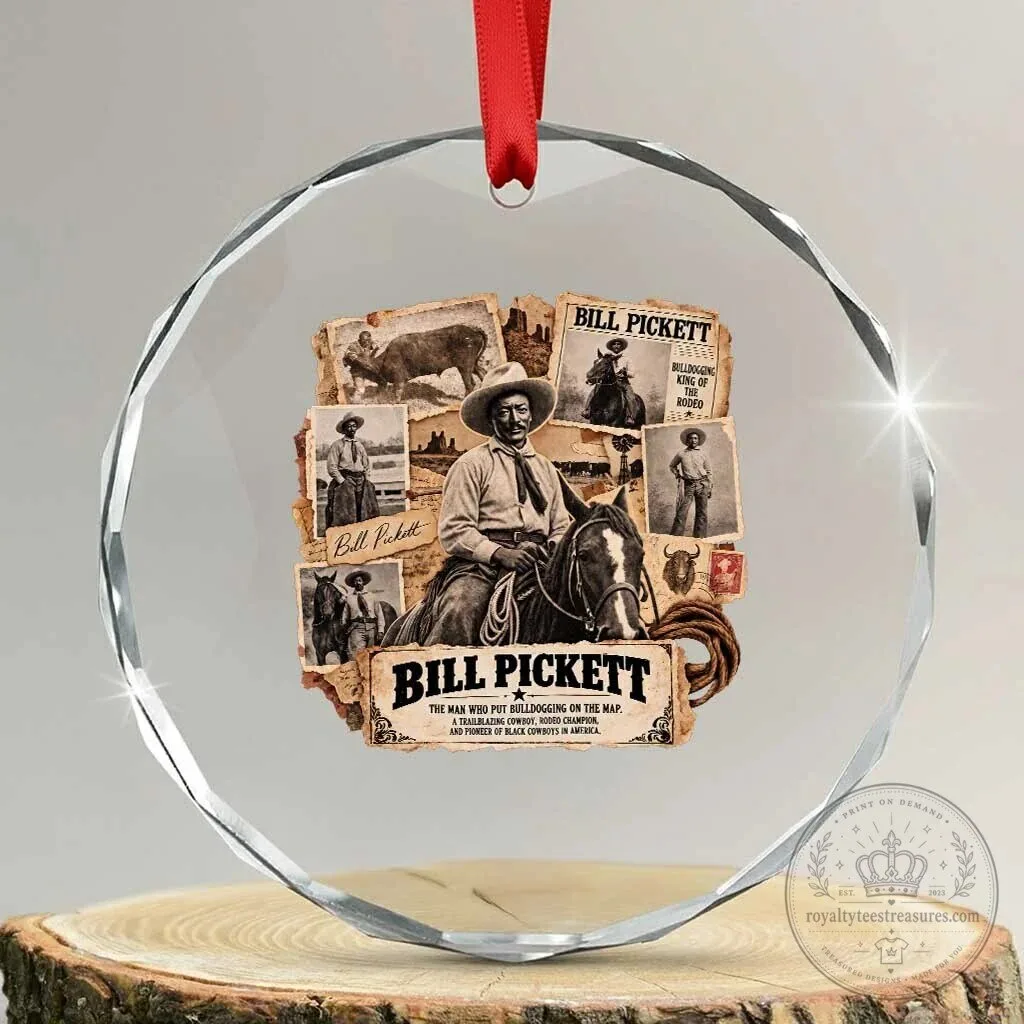 Bill Pickett Black Cowboy History Rodeo Pioneer Bulldogging Crystal Glass Ornament