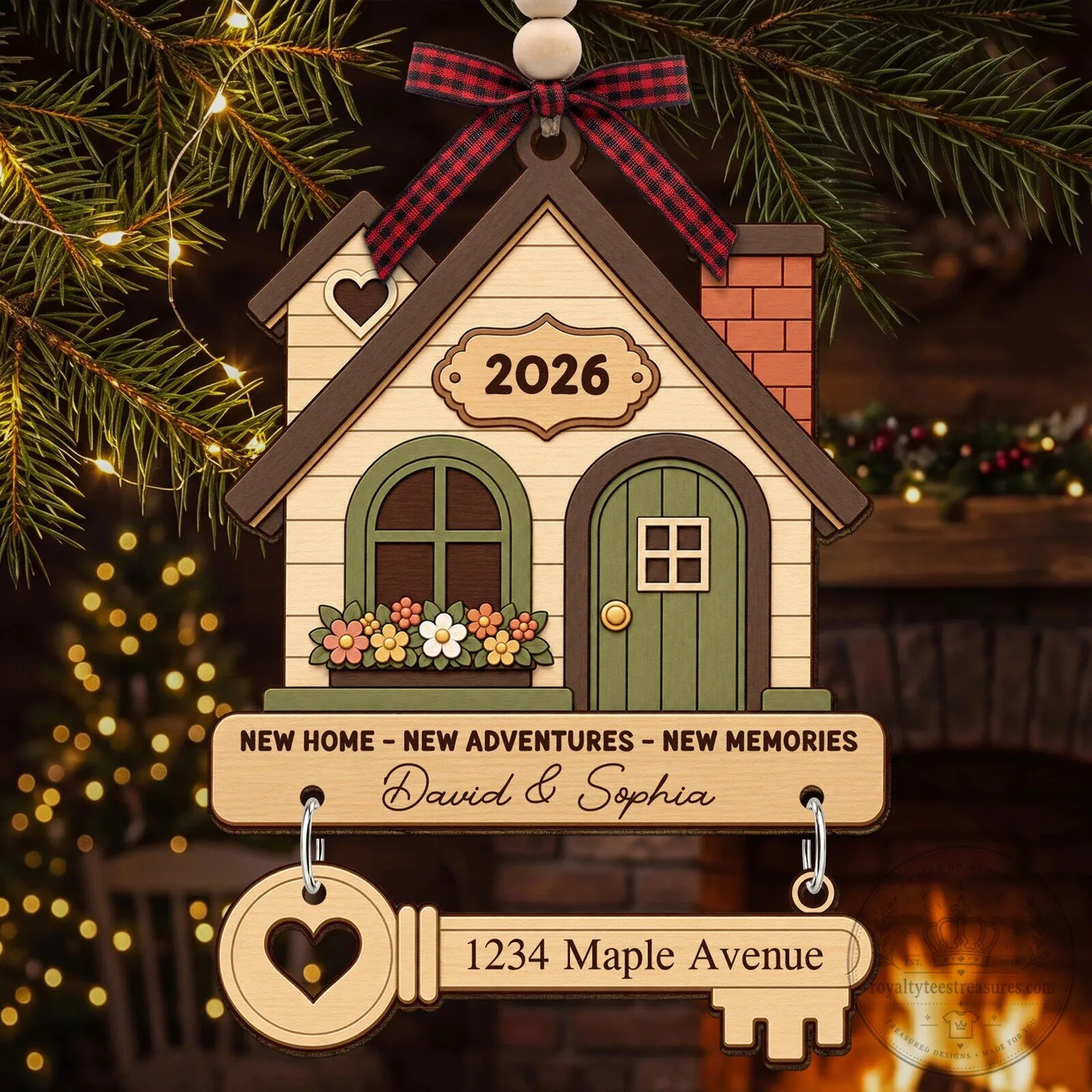 Personalized New Home First Christmas Couple Family House Ornament