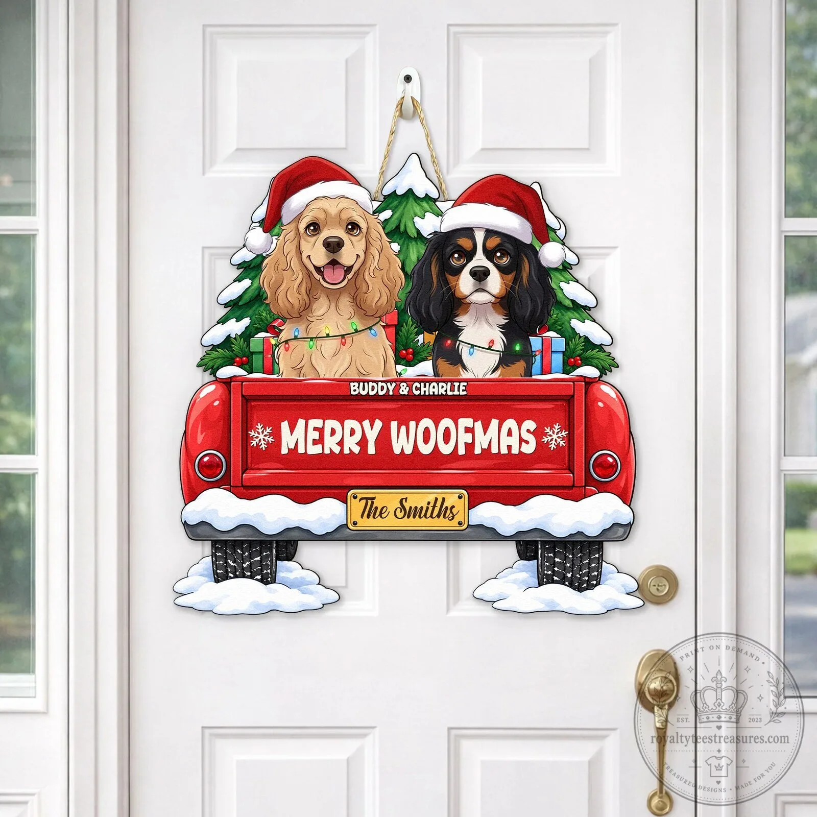 Personalized Christmas Dog Truck Welcome Sign - Custom Pet Holiday Door Hanger 10 Personalized Christmas Dog Truck Welcome Sign - Custom Pet Holiday Door Hanger
