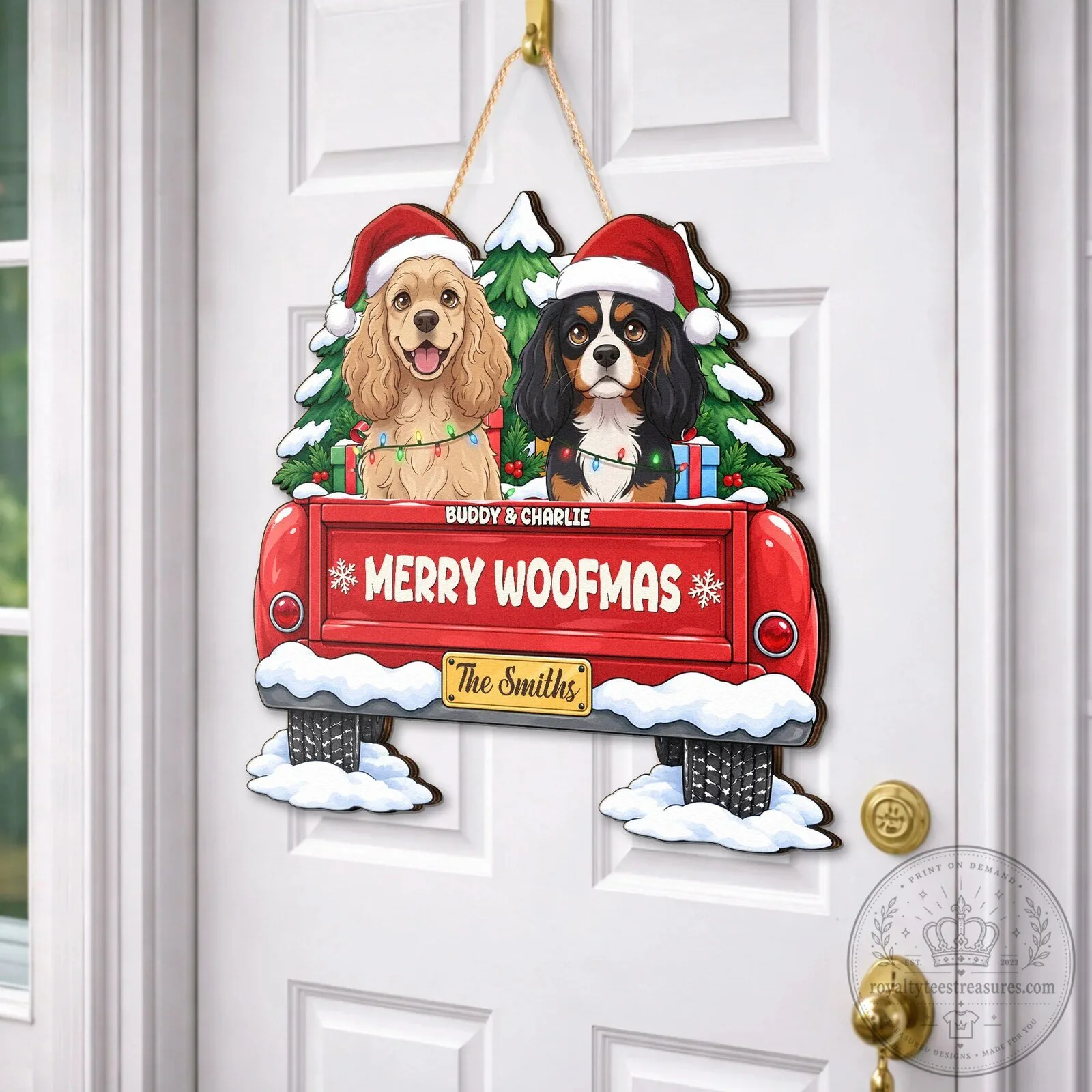 Personalized Christmas Dog Truck Welcome Sign - Custom Pet Holiday Door Hanger 12 Personalized Christmas Dog Truck Welcome Sign - Custom Pet Holiday Door Hanger