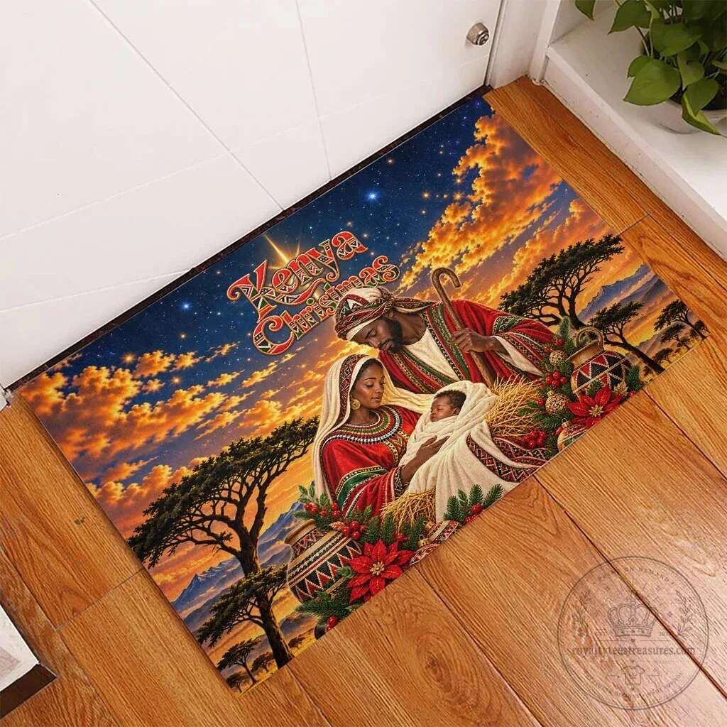 Kenya Christmas African Holy Family Savanna Sunset Baby Jesus Doormat 5 Kenya Christmas African Holy Family Savanna Sunset Baby Jesus Doormat