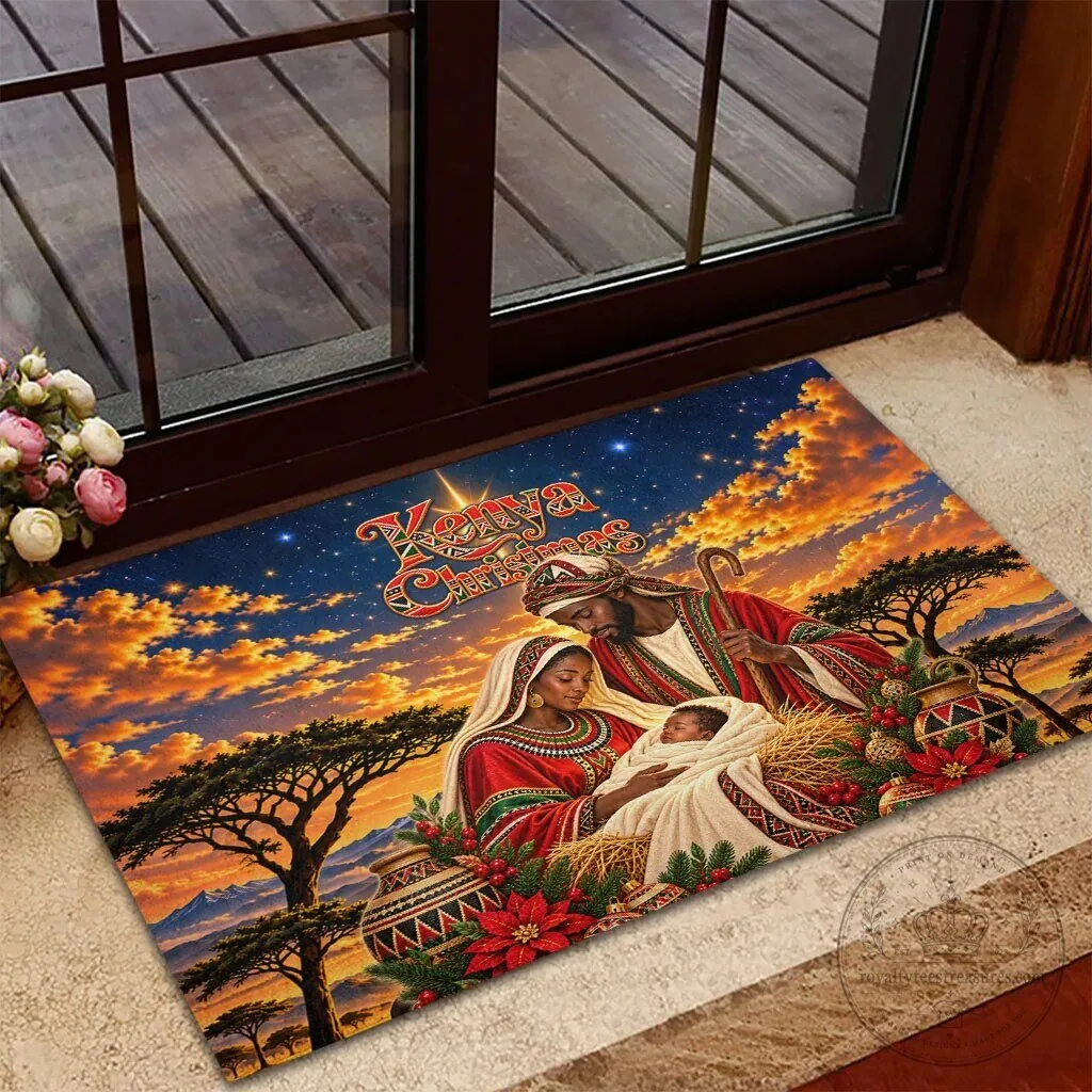 Kenya Christmas African Holy Family Savanna Sunset Baby Jesus Doormat 7 Kenya Christmas African Holy Family Savanna Sunset Baby Jesus Doormat